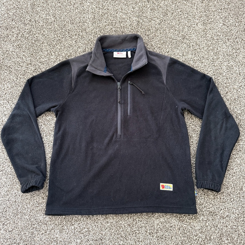 Fjallraven Jacket Women's Small Black Gray Vardag Lite Fleece Half Zip Hike